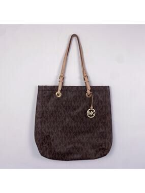 MICHAEL Michael Kors Signature Leather Jet Set Tote Brown Shoulder Bag